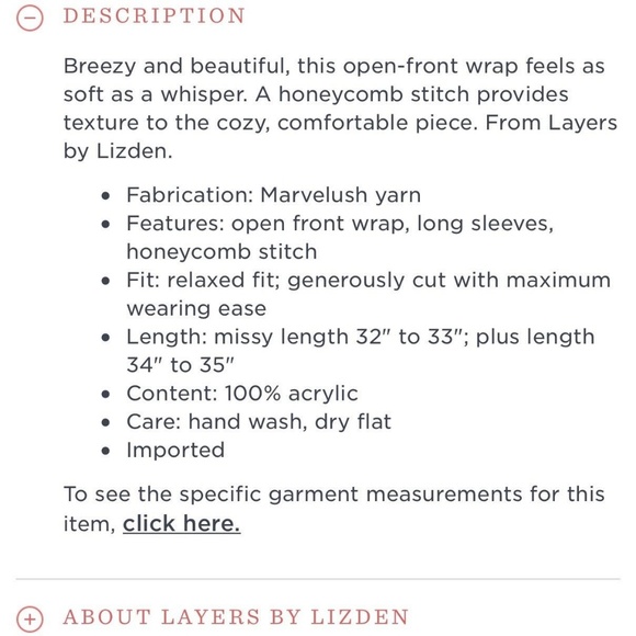 Layers Lizden Whisperlush Open Front Cardigan M/L - Picture 6 of 6